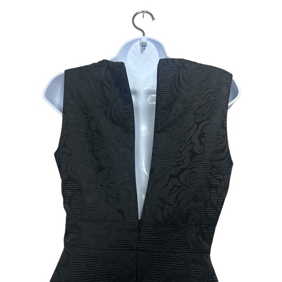 Theory Black Floral Jacquard Sleeveless Mini Dress Size 2 Fit & Flare Cocktail - Picture 10 of 11